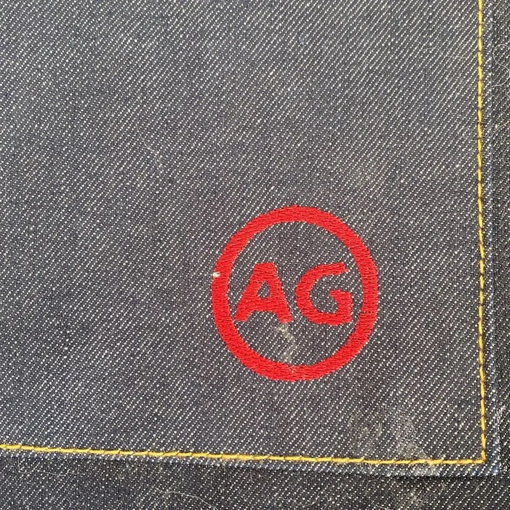 AG Adriano Goldschmied Blue Denim Tote embroidered Logo w/ Read threads NWOT